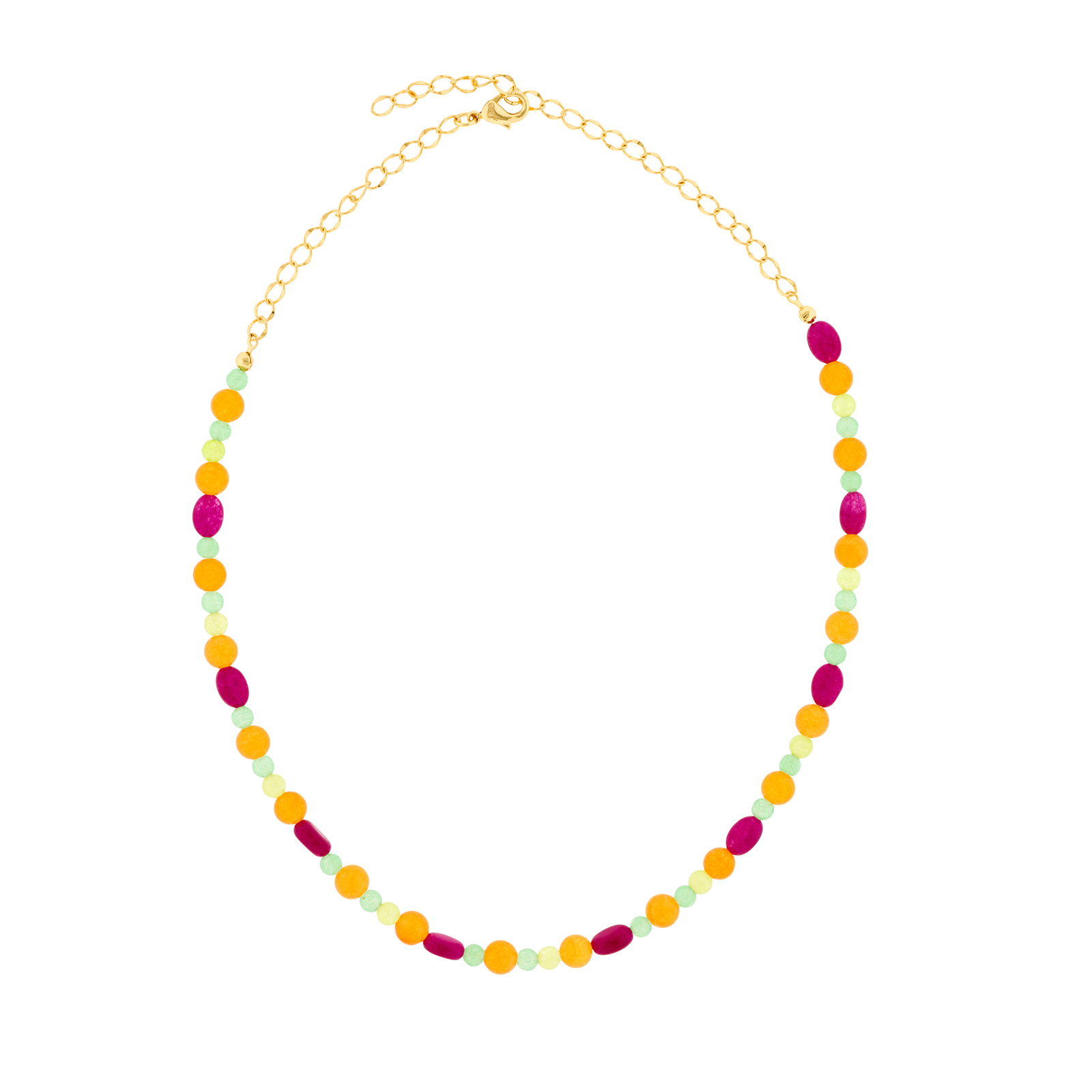 Multicolor orange necklace with faceted crystals and gold plated 45 + 7cm extension