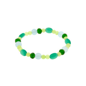 Pulsera elástica verde multicolor con cristales facetados