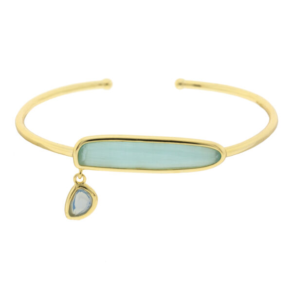 Gold plated bracelet with faceted crystal pendant