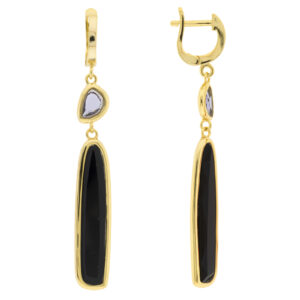 Faceted Crystal Plated Long Earring Hoop