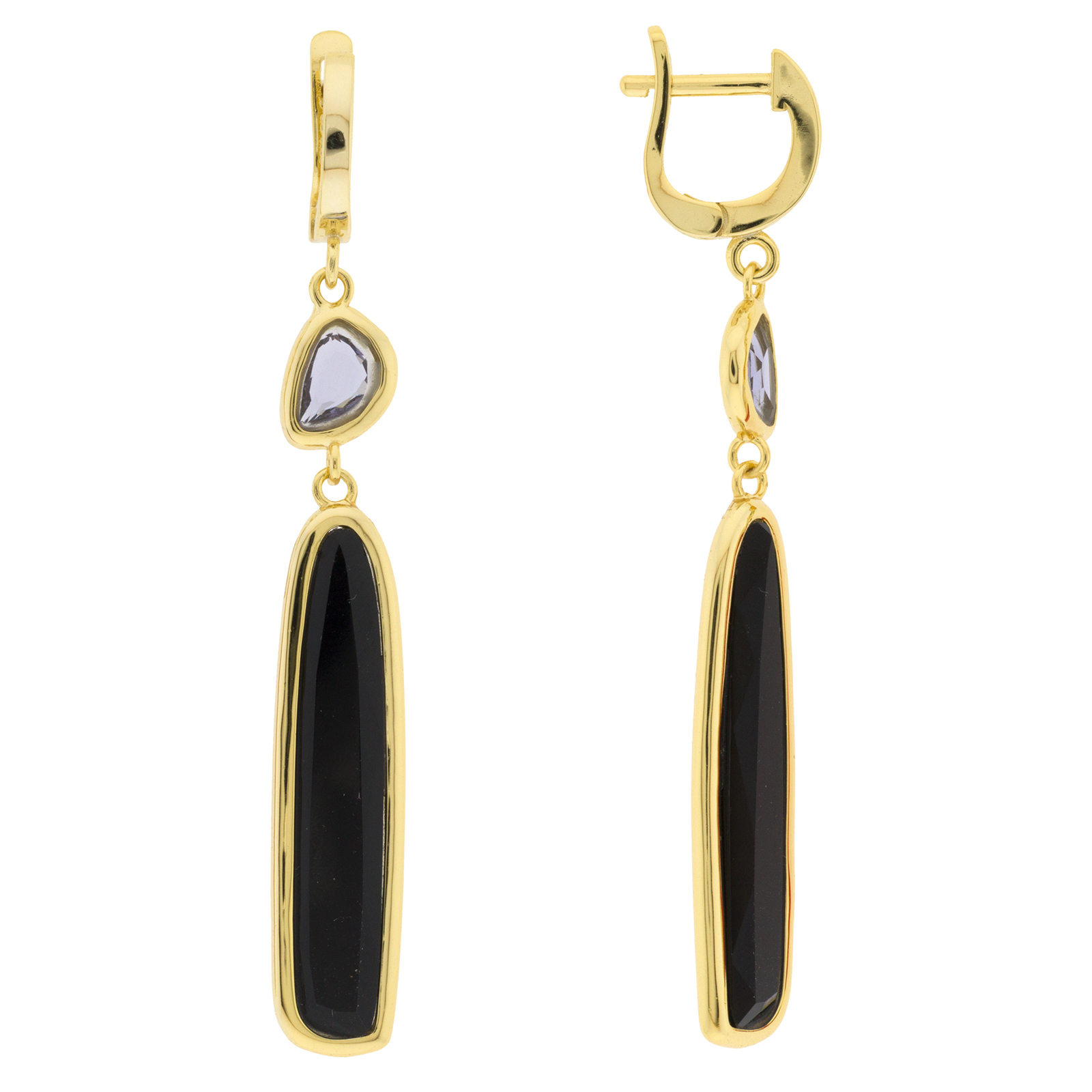 Faceted Crystal Plated Long Earring Hoop