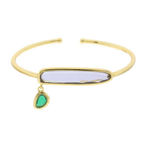 Gold plated bracelet with faceted crystal pendant