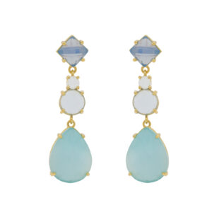 Plated earring 4 pieces of faceted crystal