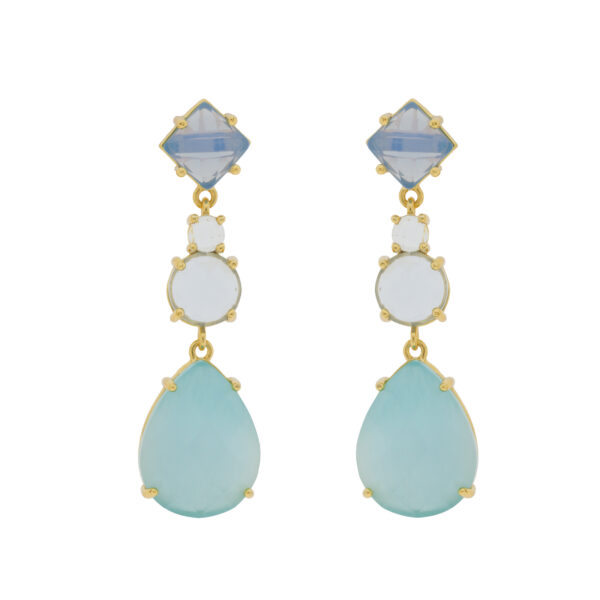 Plated earring 4 pieces of faceted crystal