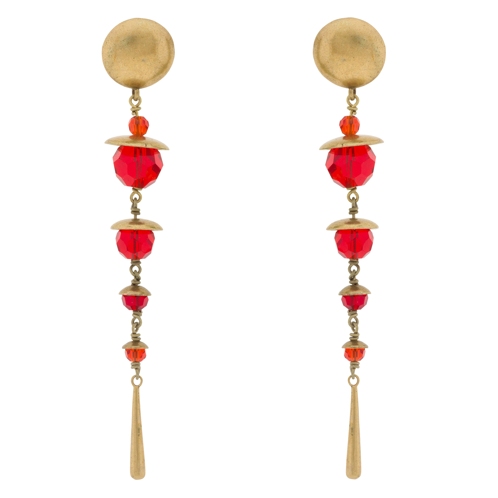 Vintage earring with antique gold plated and crystal