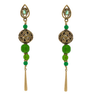 Pendiente vintage con chapado oro antique y cristal