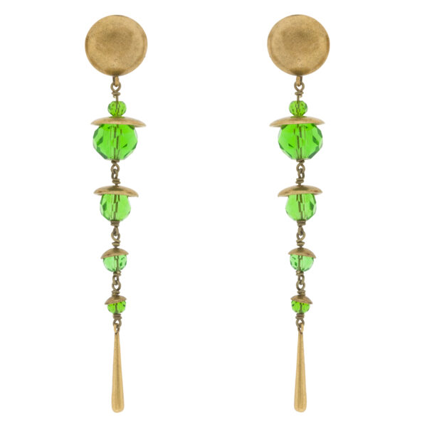 Pendiente vintage con chapado oro antique y cristal
