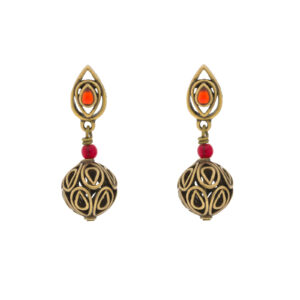Pendiente vintage con chapado oro antique y cristal