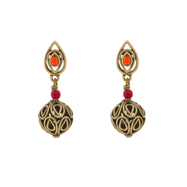 Pendiente vintage con chapado oro antique y cristal