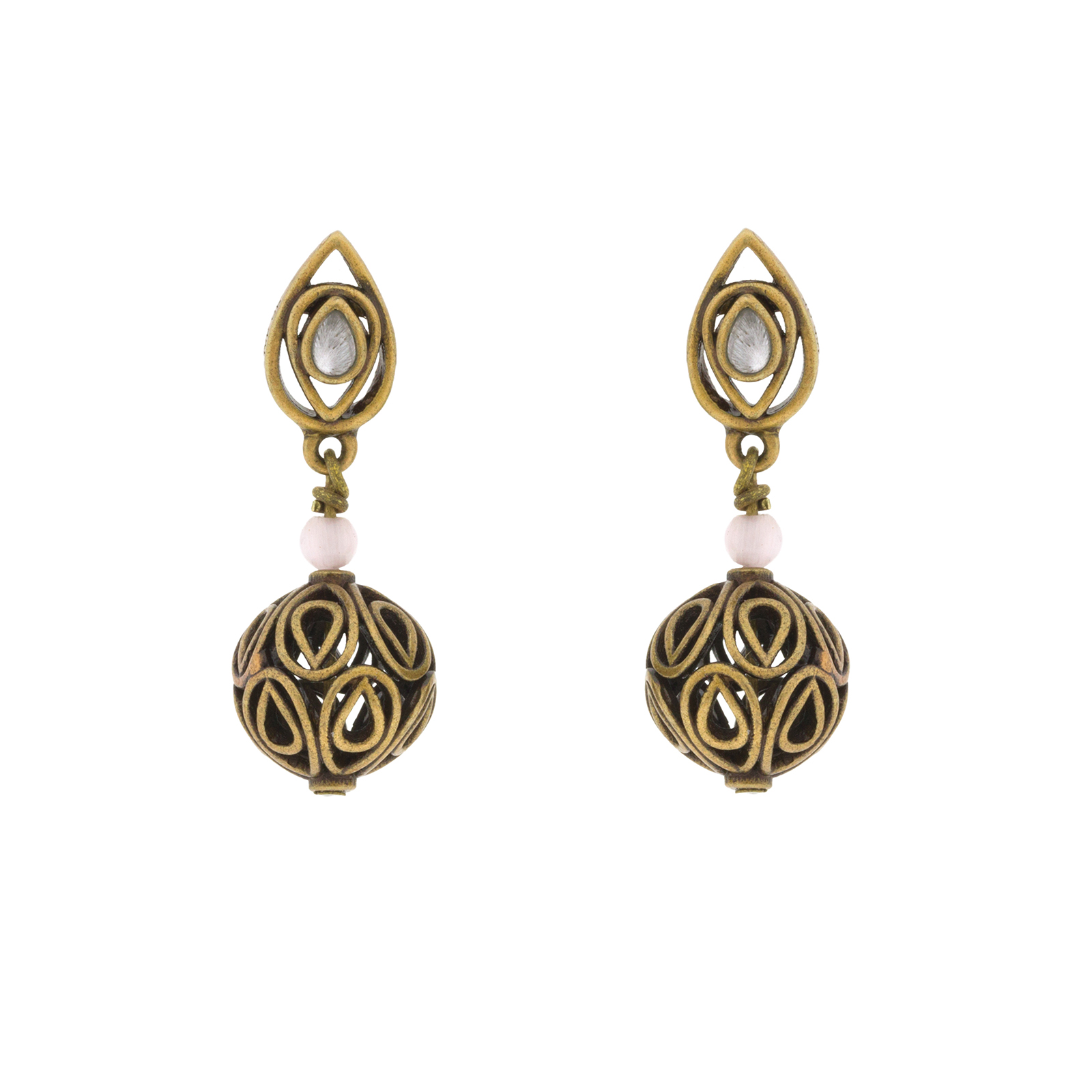 Vintage earring with antique gold plated and crystal