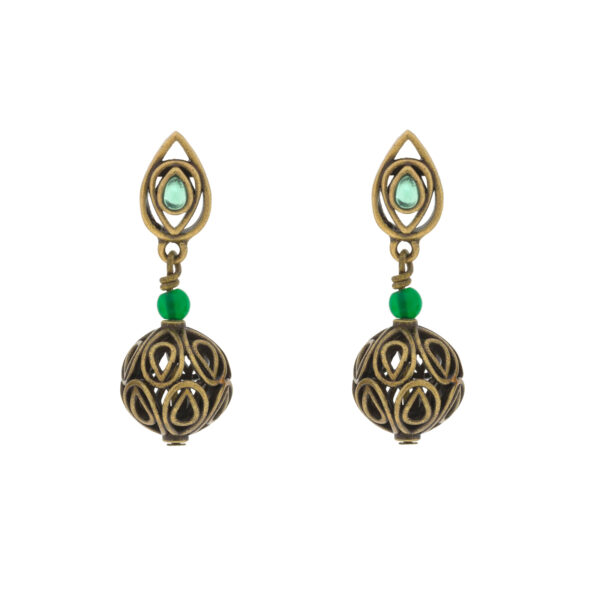 Vintage earring with antique gold plated and crystal