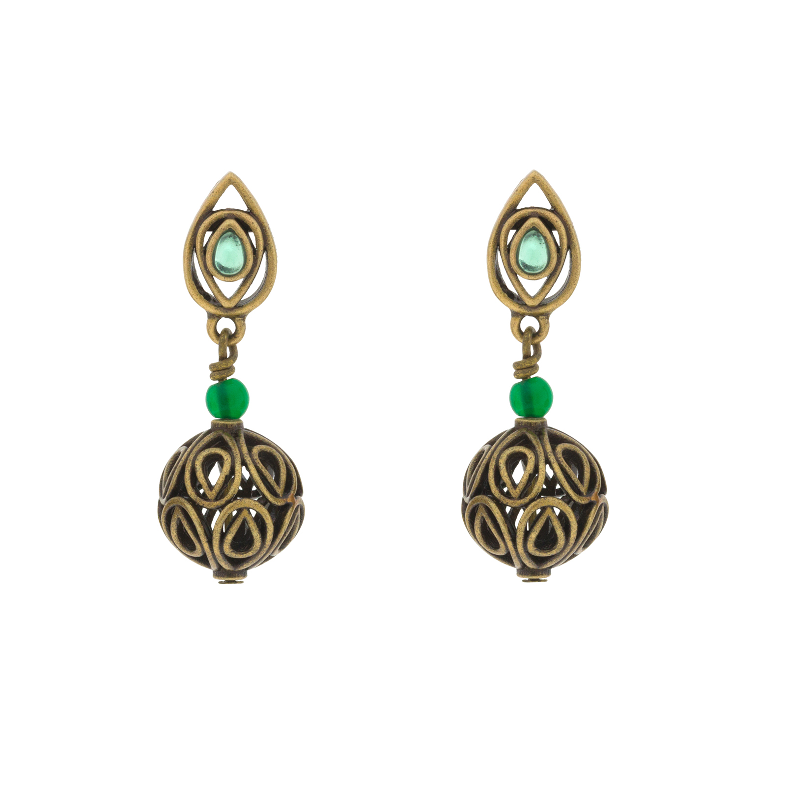 Vintage earring with antique gold plated and crystal