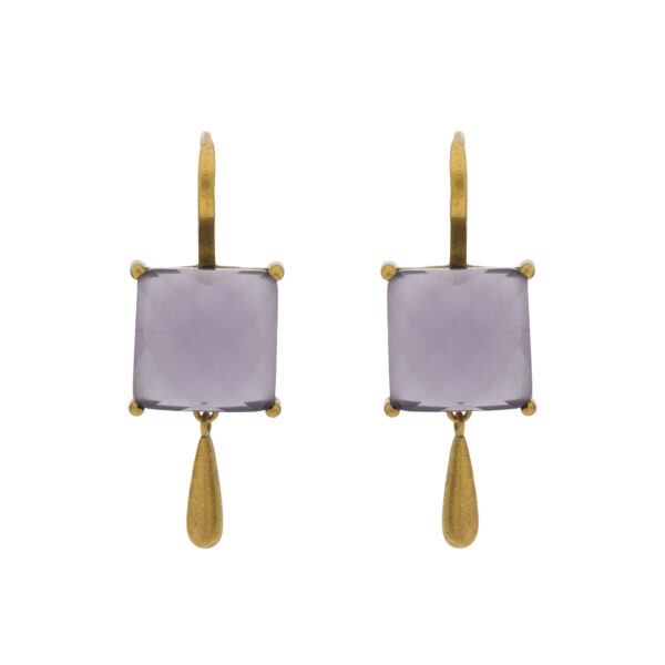Pendiente vintage con chapado oro antique y cristal