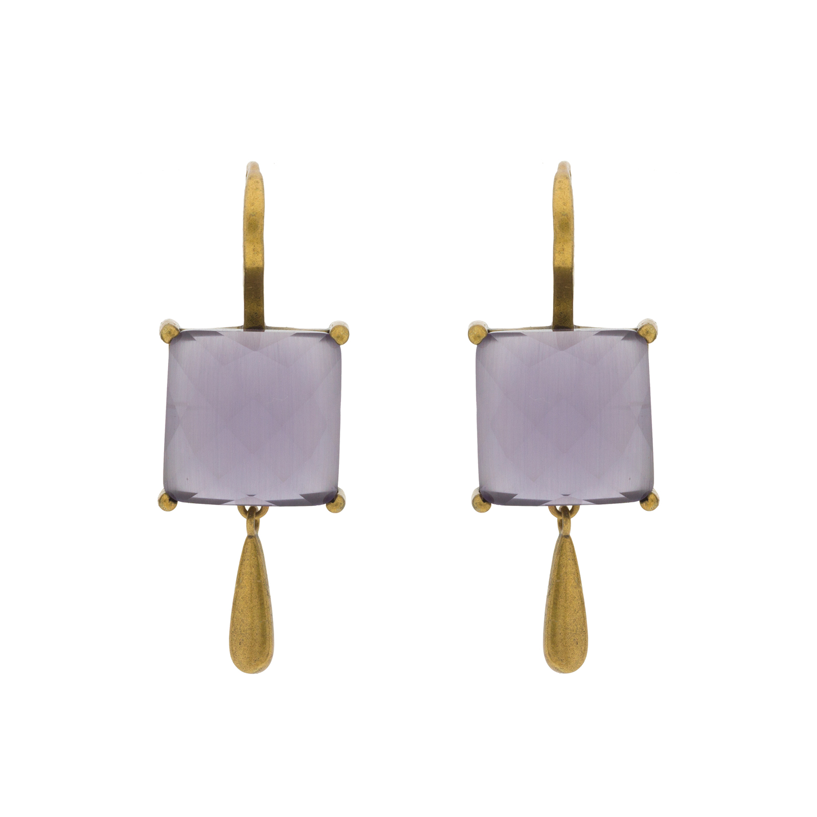 Pendiente vintage con chapado oro antique y cristal
