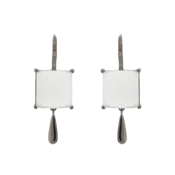 Vintage earring with ruthenium and crystal plating