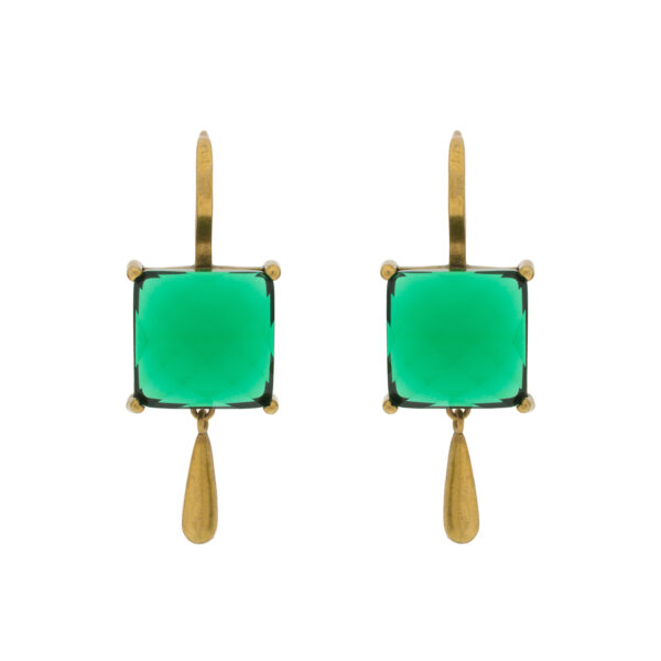 Pendiente vintage con chapado oro antique y cristal