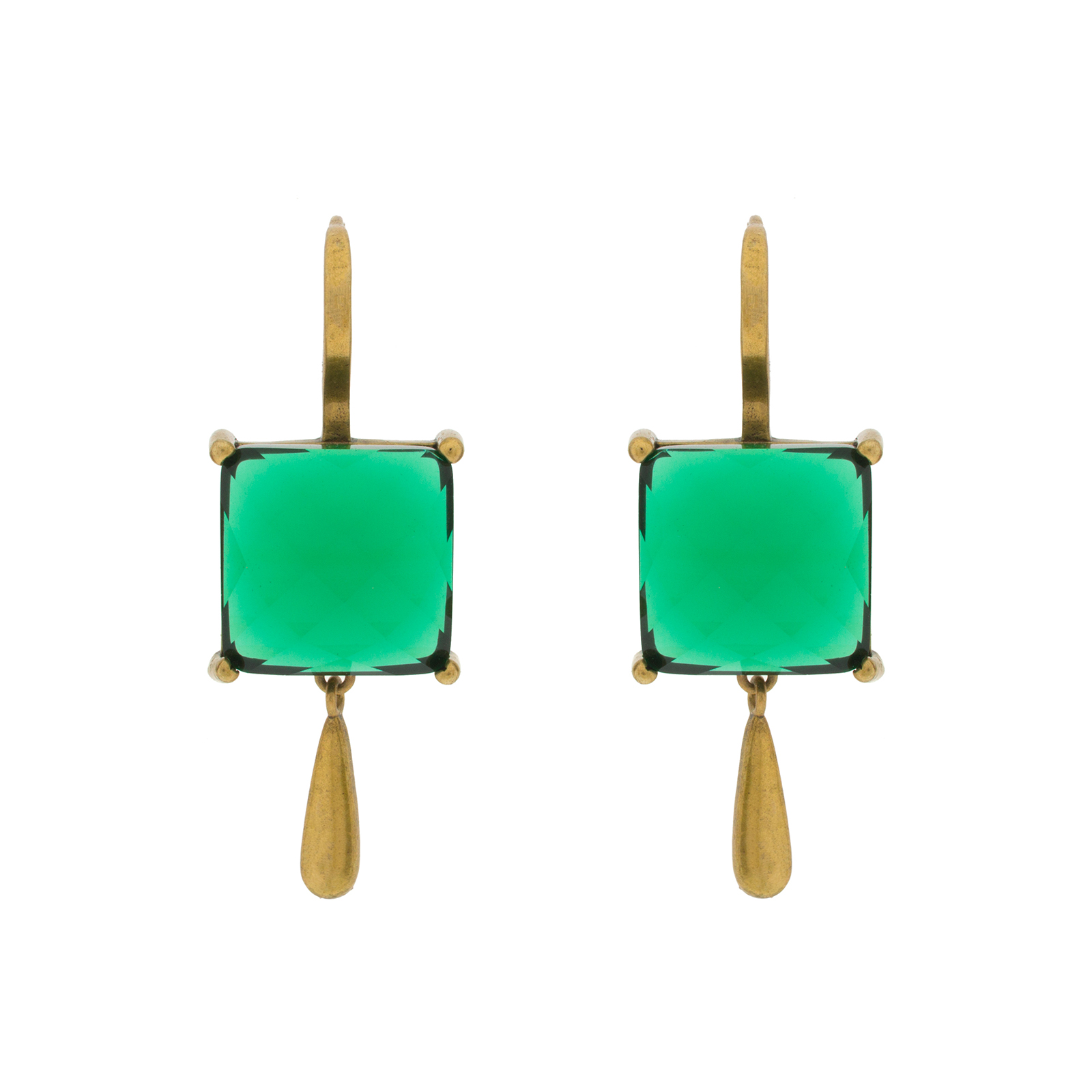 Pendiente vintage con chapado oro antique y cristal