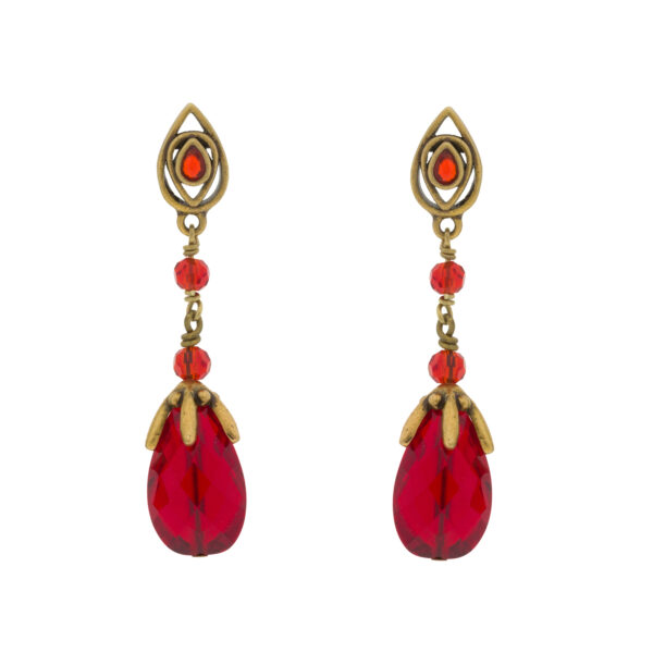 Pendiente vintage con chapado oro antique y cristal