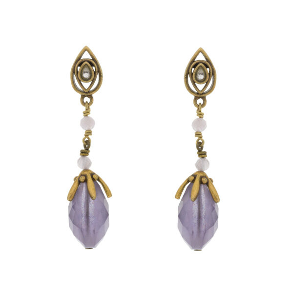 Pendiente vintage con chapado oro antique y cristal