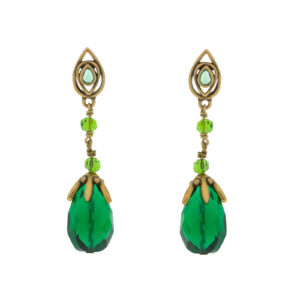 Pendiente vintage con chapado oro antique y cristal