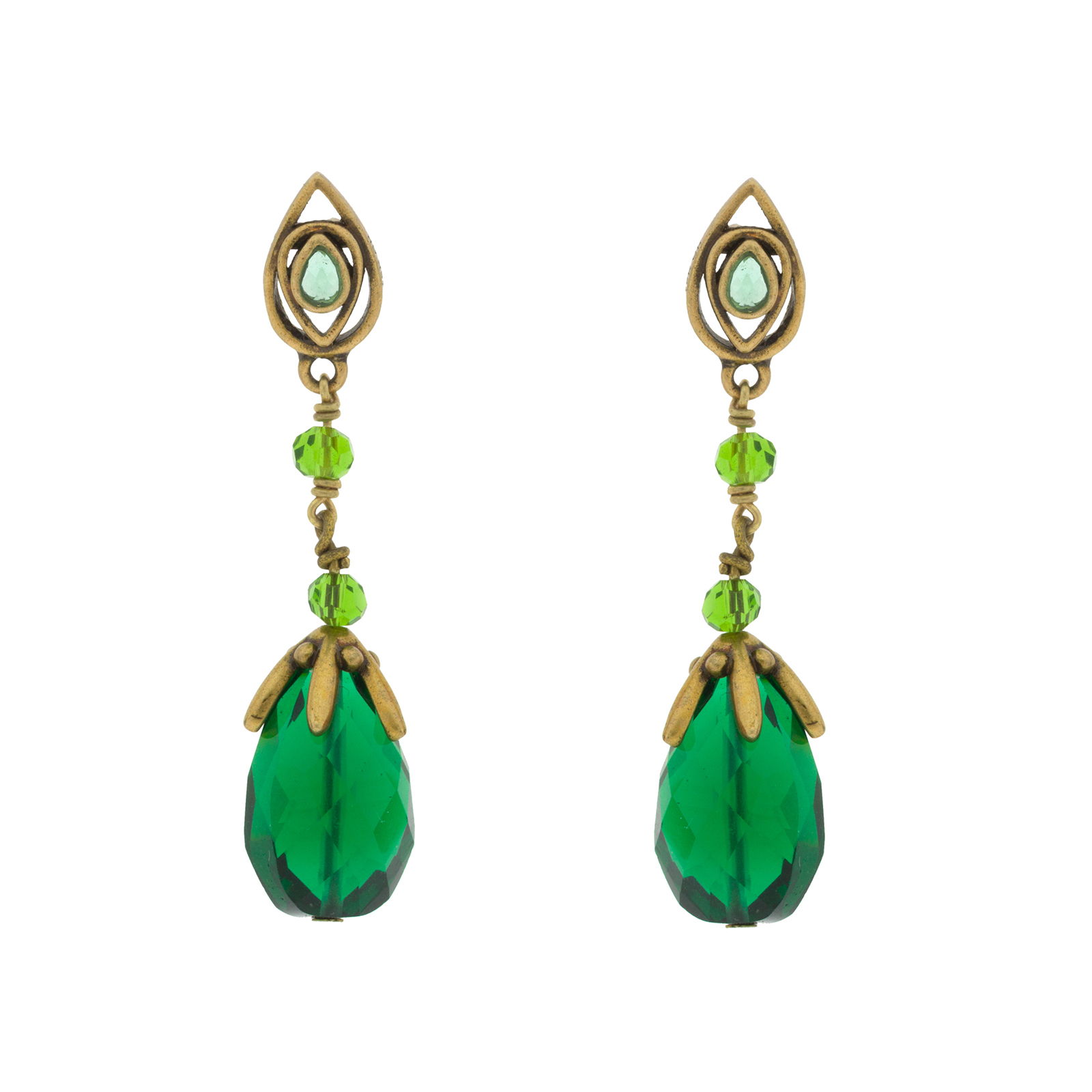 Vintage earring with antique gold plated and crystal