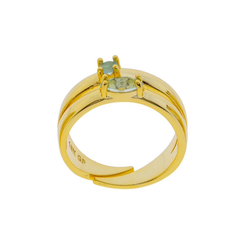 Universal Ring with Gold-Plated Crystal