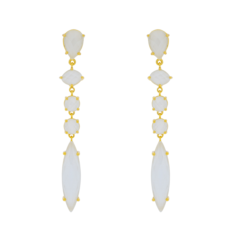 Long Earring with Faceted Crystal