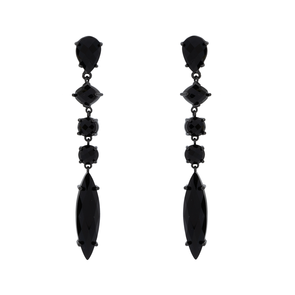 Long Earring with Faceted Crystal