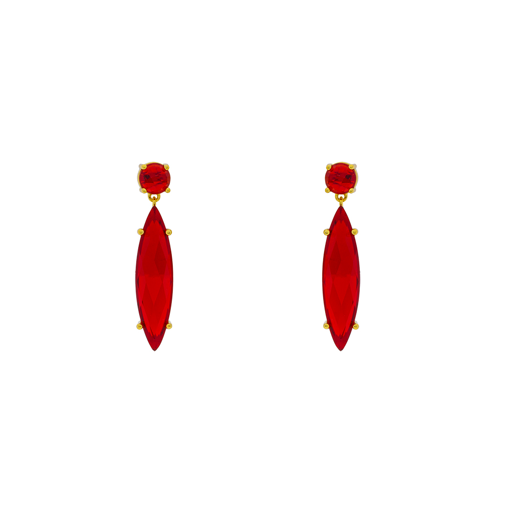 Earring with Two Crystal Pieces