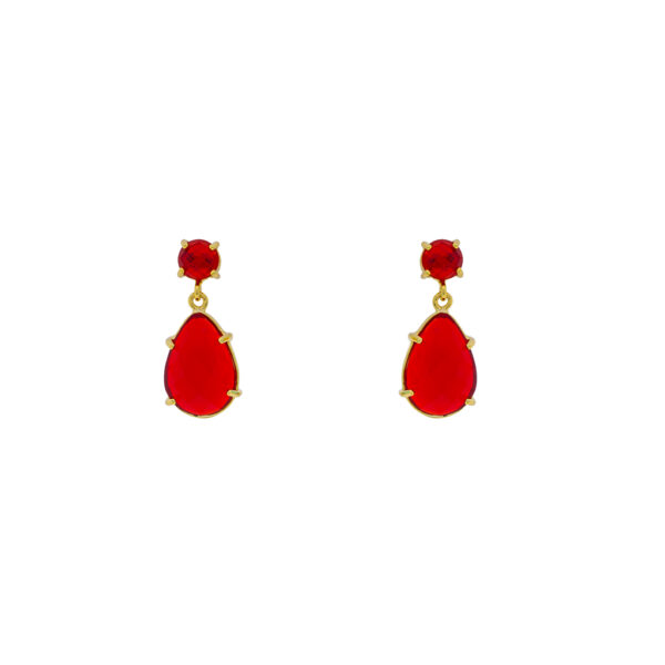 Short Earring with Gold-Plated Crystal