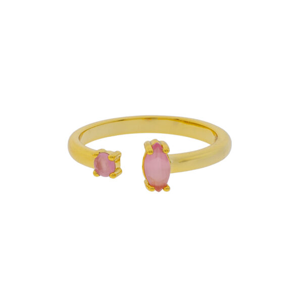 Universal Size Ring with Gold-Plated Crystal