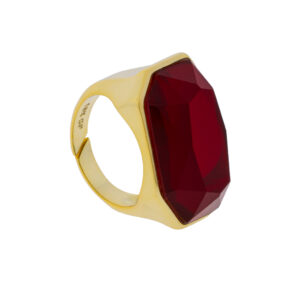 Universal Size Ring with Gold-Plated Crystal
