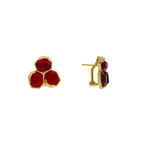 Triple Earring with Asymmetrical Gold-Plated Crystal