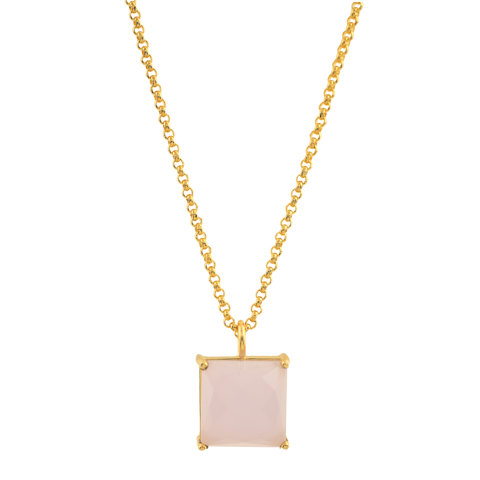 NECKLACE WITH SQUARE CRYSTAL PENDANT