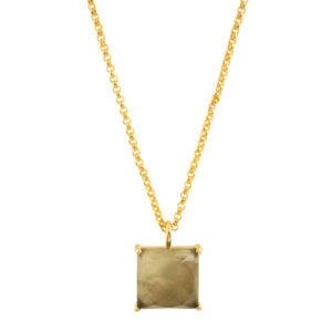 NECKLACE WITH SQUARE CRYSTAL PENDANT