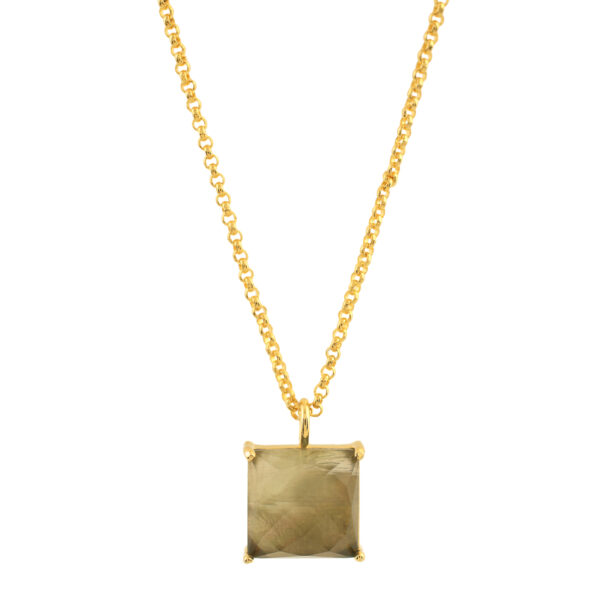 NECKLACE WITH SQUARE CRYSTAL PENDANT