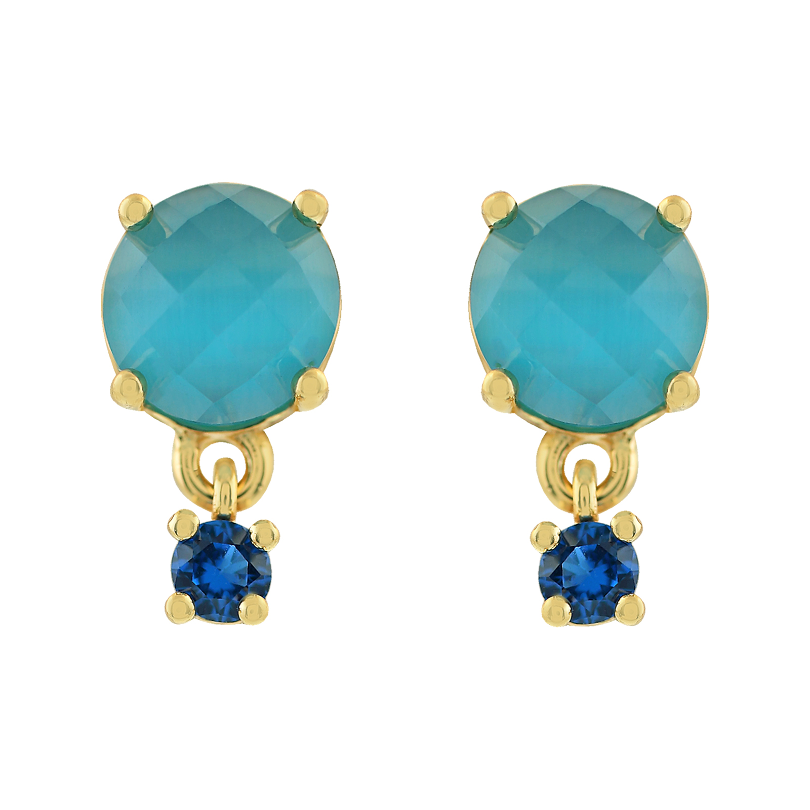 ROUND DOUBLE CRYSTAL EARRING AND GOLD PLATED