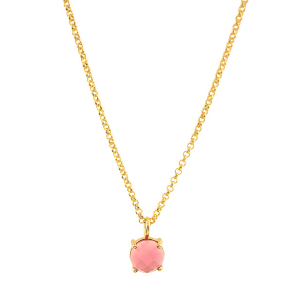 NECKLACE WITH ROUND CRYSTAL PENDANT