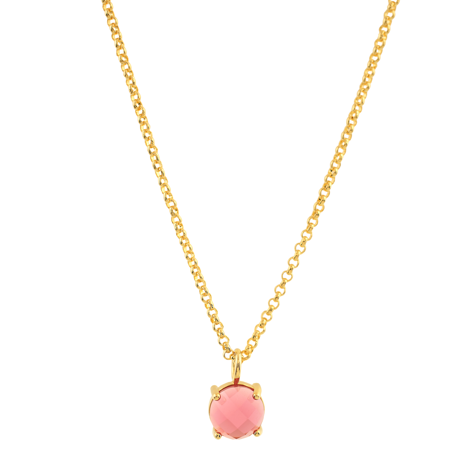 NECKLACE WITH ROUND CRYSTAL PENDANT