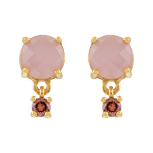 ROUND DOUBLE CRYSTAL EARRING AND GOLD PLATED