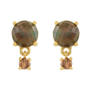 ROUND DOUBLE CRYSTAL EARRING AND GOLD PLATED
