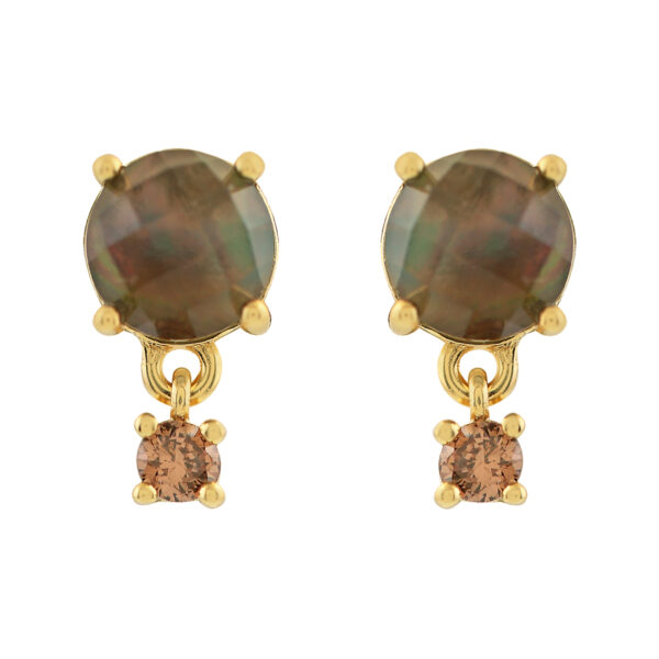 ROUND DOUBLE CRYSTAL EARRING AND GOLD PLATED