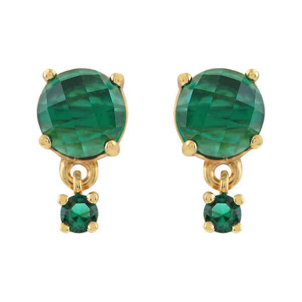 ROUND DOUBLE CRYSTAL EARRING AND GOLD PLATED