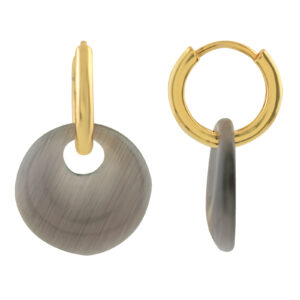 EARRING WITH ROUND CRYSTAL PENDANT