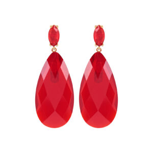 EARRING 2 PIECES LARGE FACETED CRYSTAL