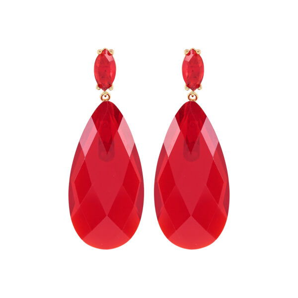 EARRING 2 PIECES LARGE FACETED CRYSTAL