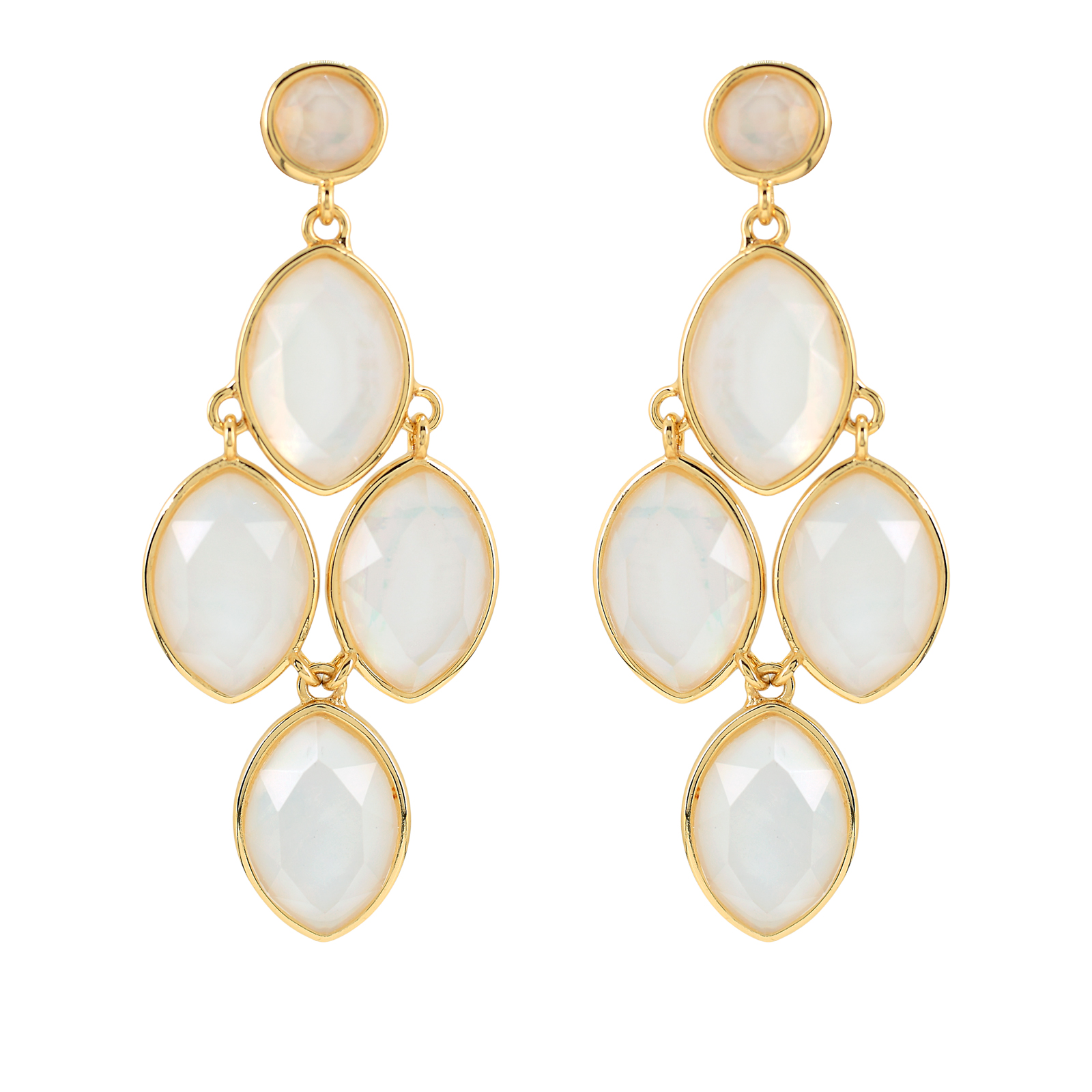 4 RHOMBUS FACETED CRYSTAL EARRING