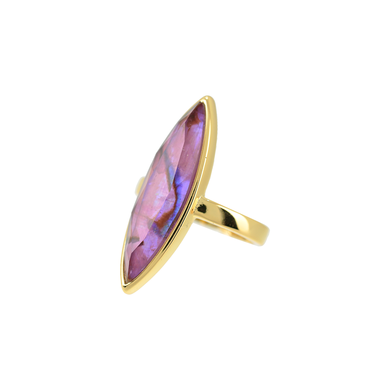 UNIVERSAL SIZE FACETED CRYSTAL RING