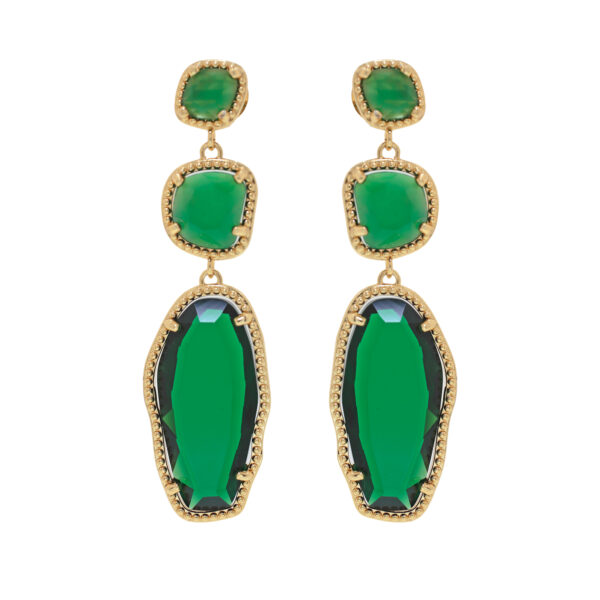 Pendiente con cristal verde  facetado