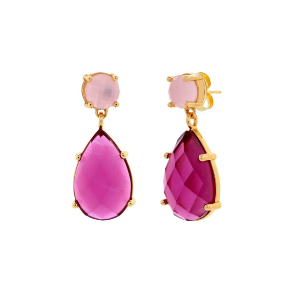 Pendiente fucsia con doble lágrima